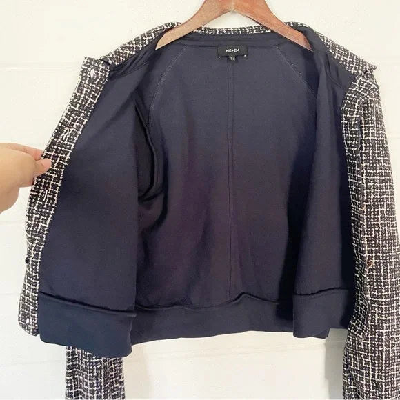 Me+Em Ponte Jacquard Rib Trim Textured Ponte Jersey Jacket Size 12 - Picture 14 of 16